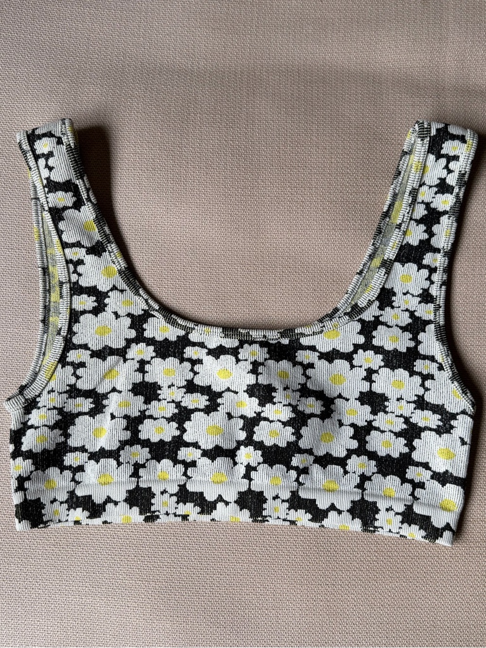 Zara Ribbed Daisy Floral Knit Crop Top